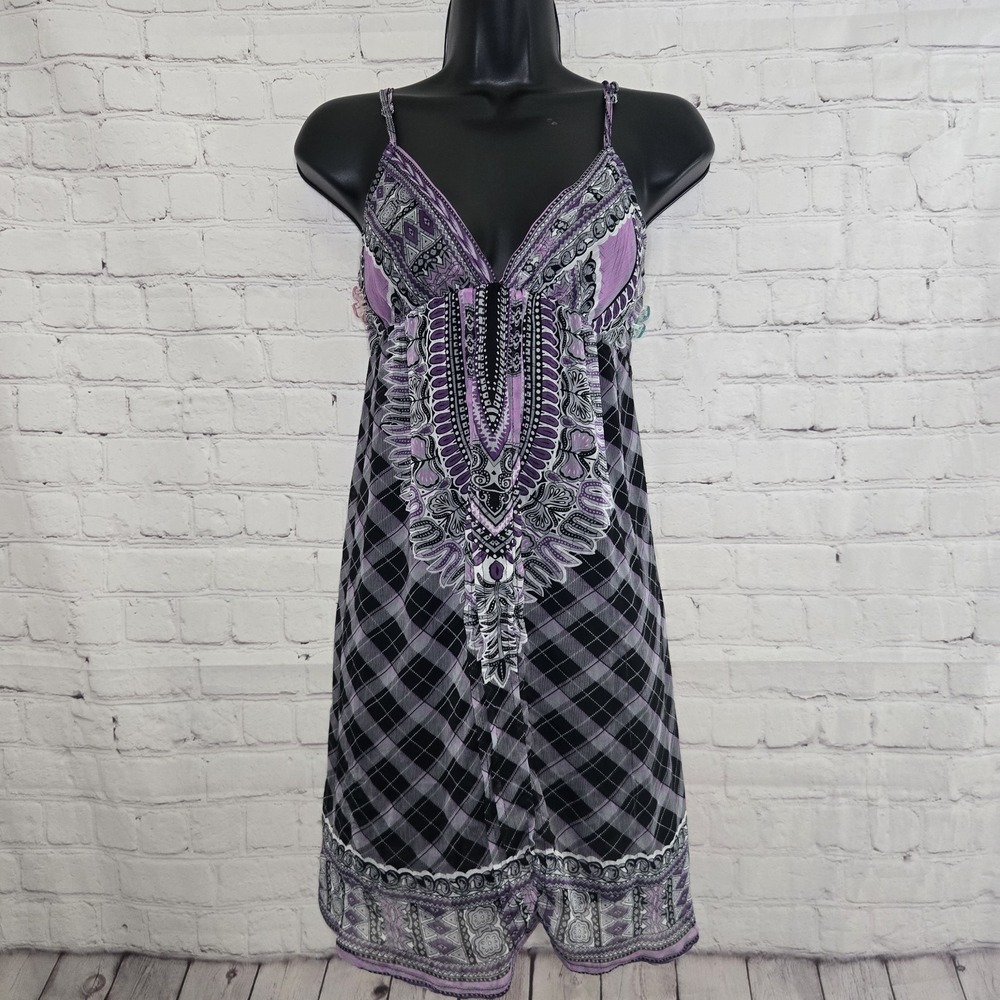 Forever 21 Y2k Babydoll Slipdress Semi Sheer Lg Purple Soft Grunge Fairy